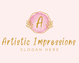 Beauty Watercolor Wreath logo design