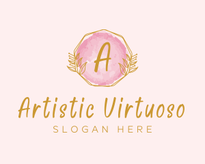 Beauty Watercolor Wreath logo design