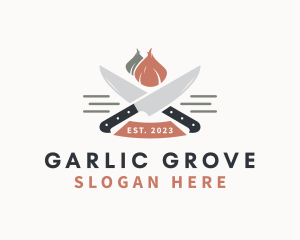 Garlic Kitchen Knife  logo design