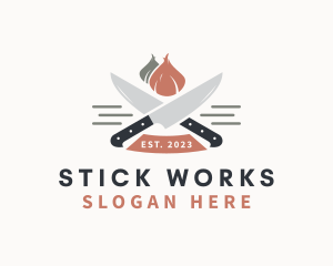 Garlic Kitchen Knife  logo design