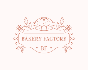 Bakery Floral Cupcake logo design