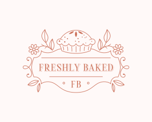 Bakery Floral Cupcake logo design