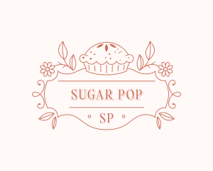 Bakery Floral Cupcake logo design