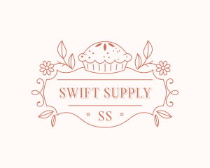 Bakery Floral Cupcake logo design