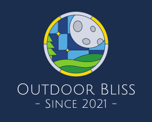 Moon Outdoor Stained Glass logo design