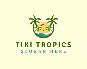 Tropical Sunset Seashore logo design