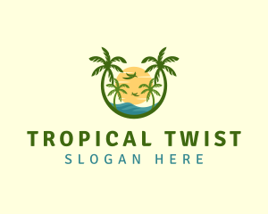 Tropical Sunset Seashore logo design