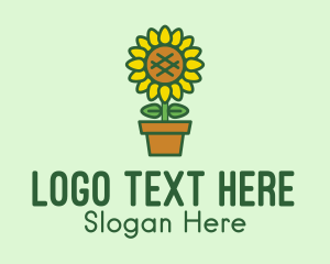 Pot Plant Sunflower Flower logo