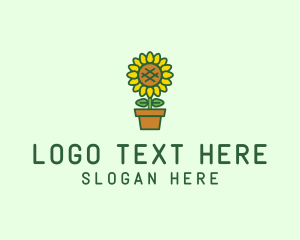 Pot Plant Sunflower Flower logo