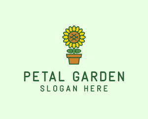 Pot Plant Sunflower Flower logo design