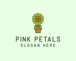 Pot Plant Sunflower Flower logo design