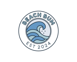 Surfing Beach Wave logo design