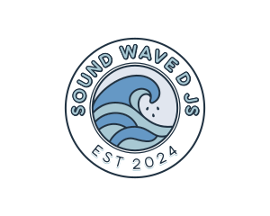 Surfing Beach Wave logo design