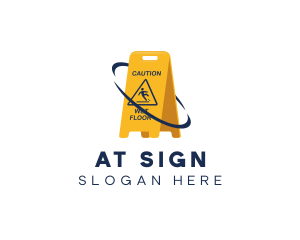 Caution Slippery Signage logo design