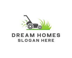 Lawnmower Grass Landscaping Logo