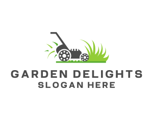 Lawnmower Grass Landscaping logo design