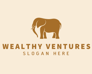 Gold Elephant Animal logo design