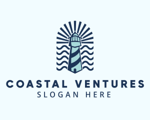 Beach Tower Lighthouse  logo design