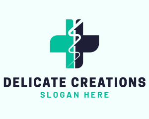 Medical Caduceus Cross logo design