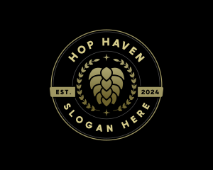 Beer Hops Wreath logo design