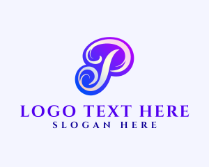Brand - Script Swash Letter P logo design