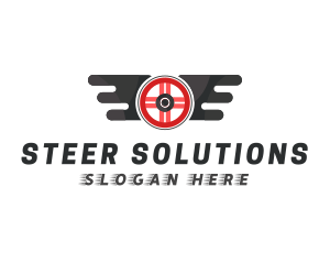 Wings Auto Steering Wheel logo design