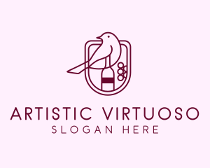 Bird Wine Bottle logo design