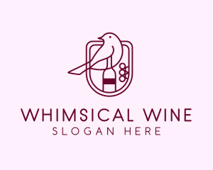 Bird Wine Bottle logo design