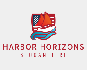 American Shield Sailboat logo design