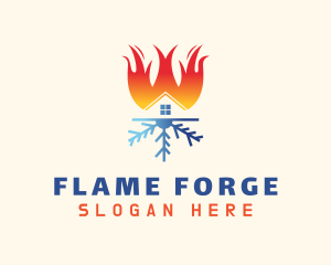 Home Flame Snowflake logo design