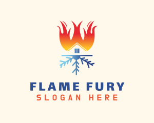 Home Flame Snowflake logo design