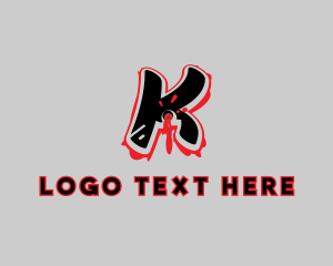 Shot - Splatter Graffiti Letter K logo design