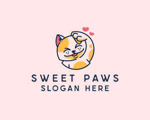 Cute Cat Heart logo design