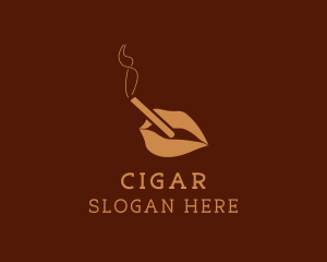 Cigarette Smoking Lips logo design