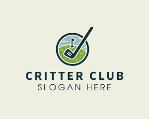 Golf Stick Flag Course logo design