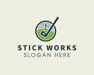 Golf Stick Flag Course logo design