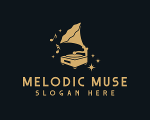 Gramophone Music Antique logo design