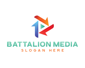 Media Play Button logo design