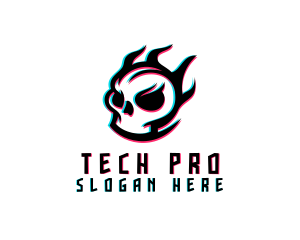 Glitch Gaming Skull Fire logo