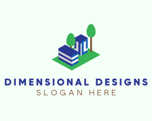 3D Geometric Buildings  logo design