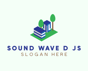 3D Geometric Buildings  logo design