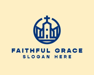 Minimalist Blue Church logo design