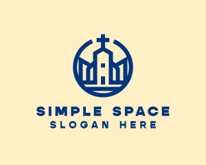 Minimalist Blue Church logo design