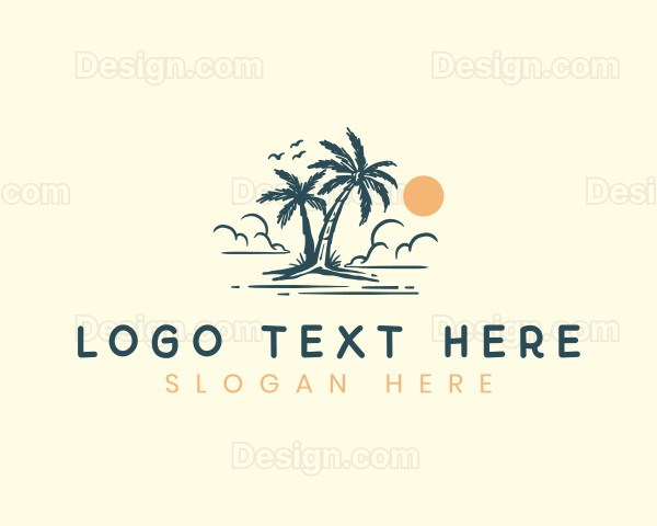 Palm Tree Vacation Beach Logo