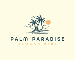 Palm Tree Vacation Beach logo design