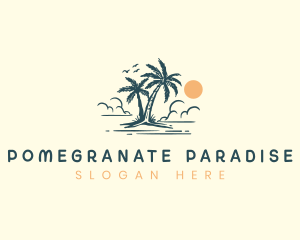 Palm Tree Vacation Beach logo design