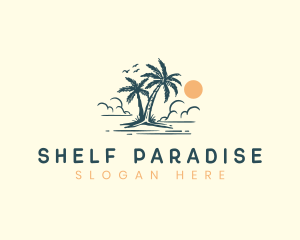 Palm Tree Vacation Beach logo design