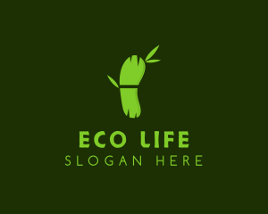 Green Bamboo Footprint logo design