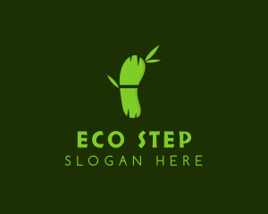 Green Bamboo Footprint logo design