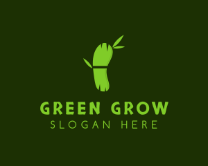 Green Bamboo Footprint logo design